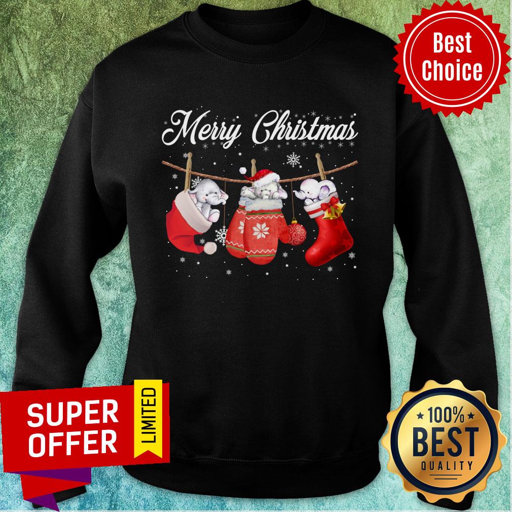 Elephant Socks Merry Christmas Shirt - Image 5