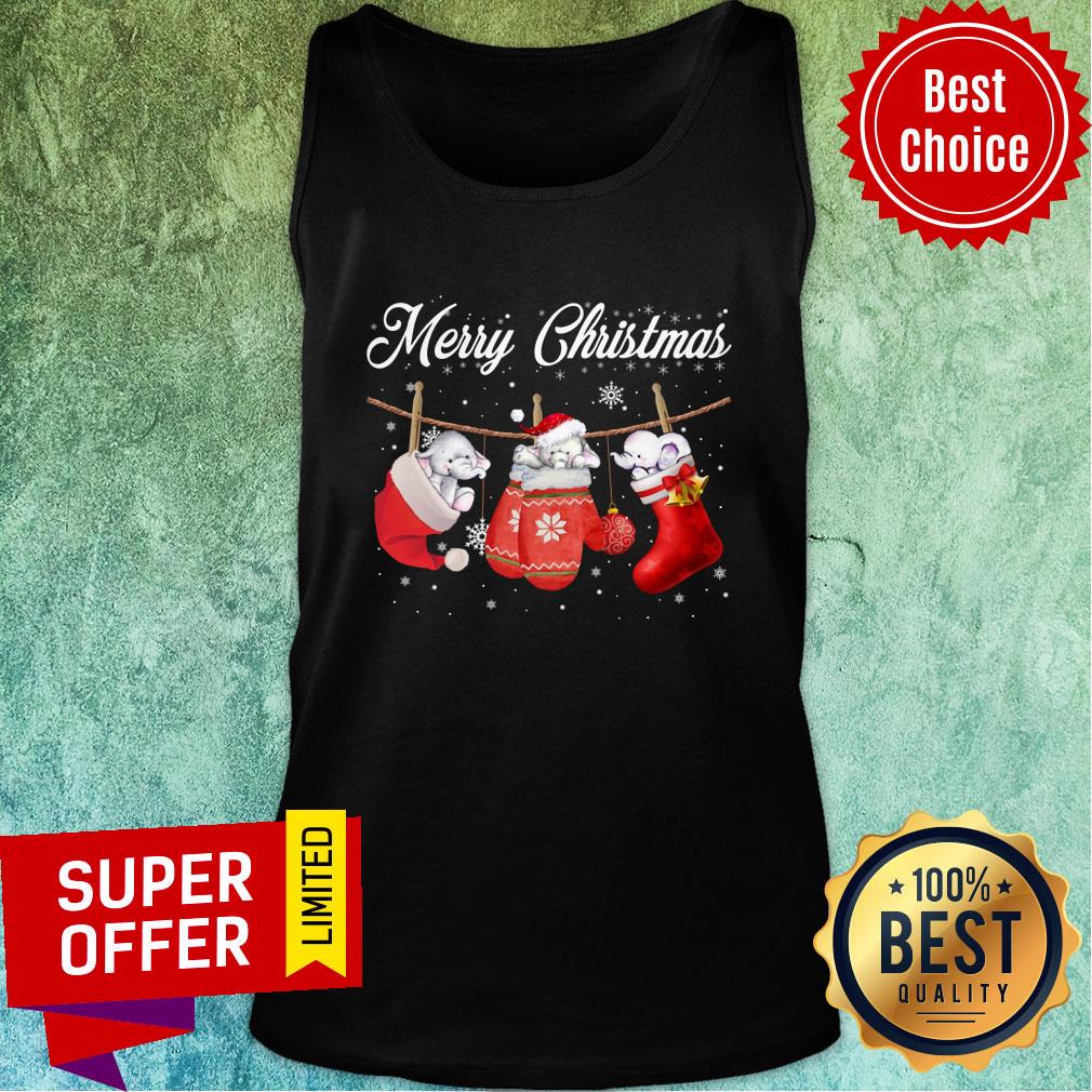 Elephant Socks Merry Christmas Shirt - Image 4