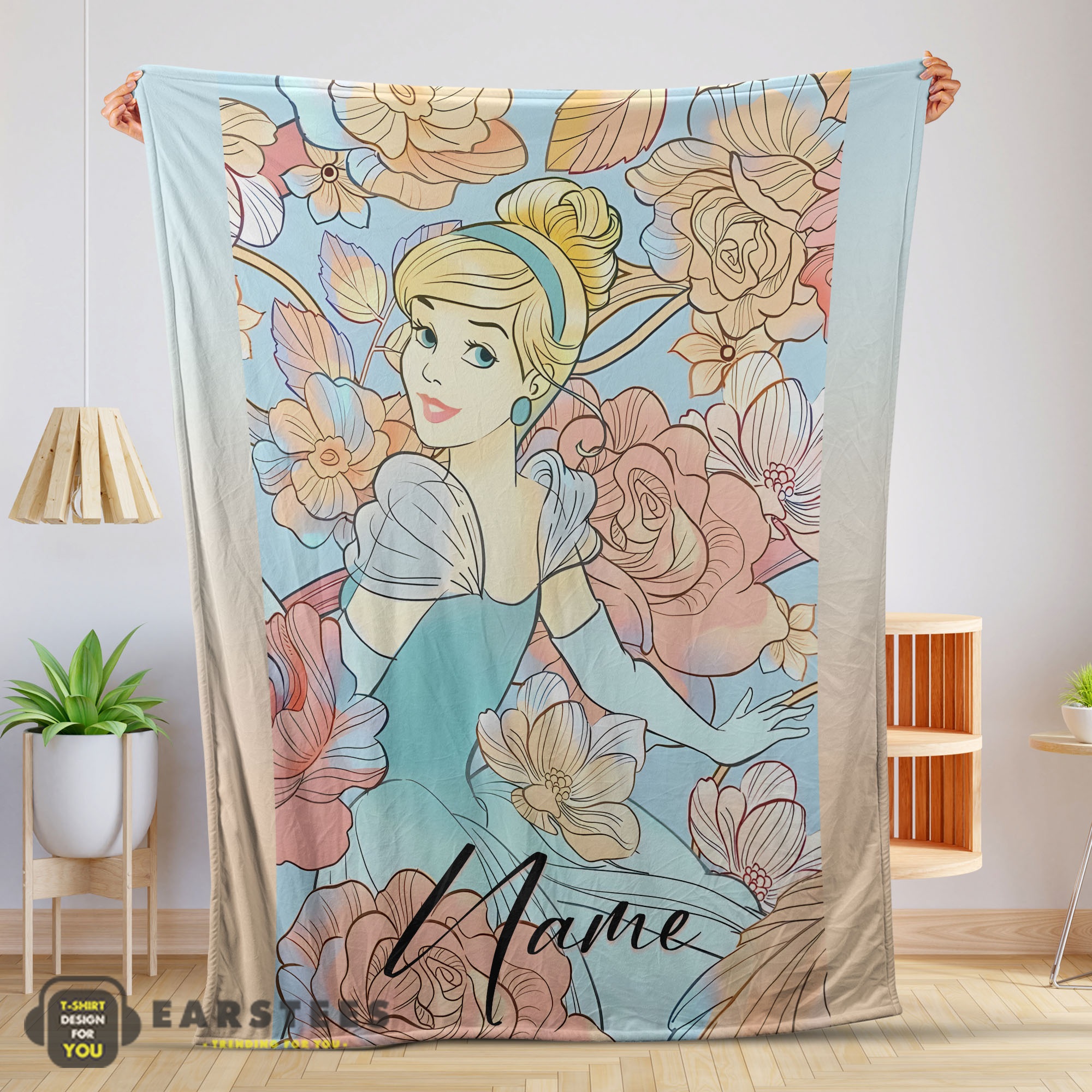 Good Disney Cinderella Elegant Princess Bloom Blanket Fleece Customized Blanket