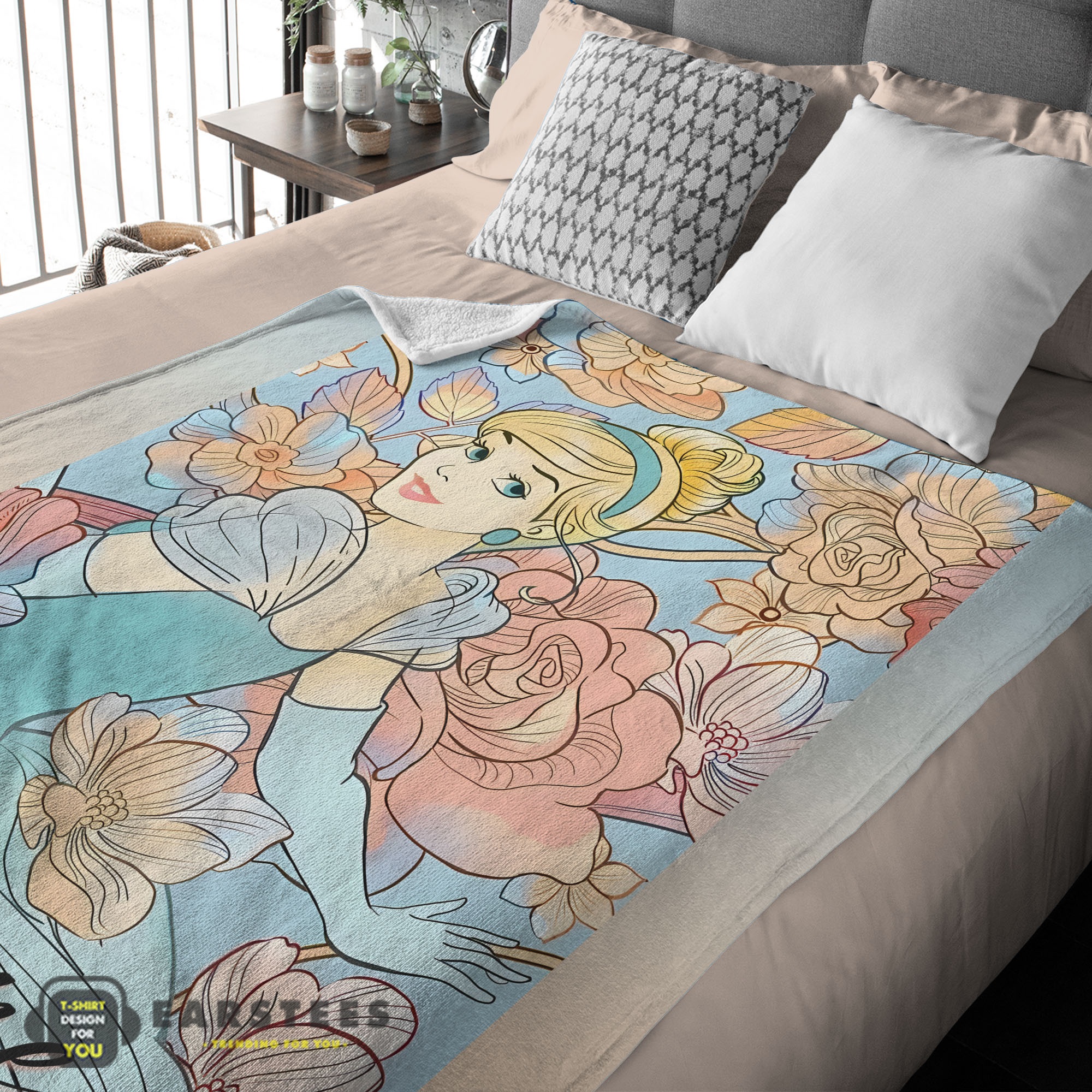 Good Disney Cinderella Elegant Princess Bloom Blanket Fleece Customized Blanket - Image 2