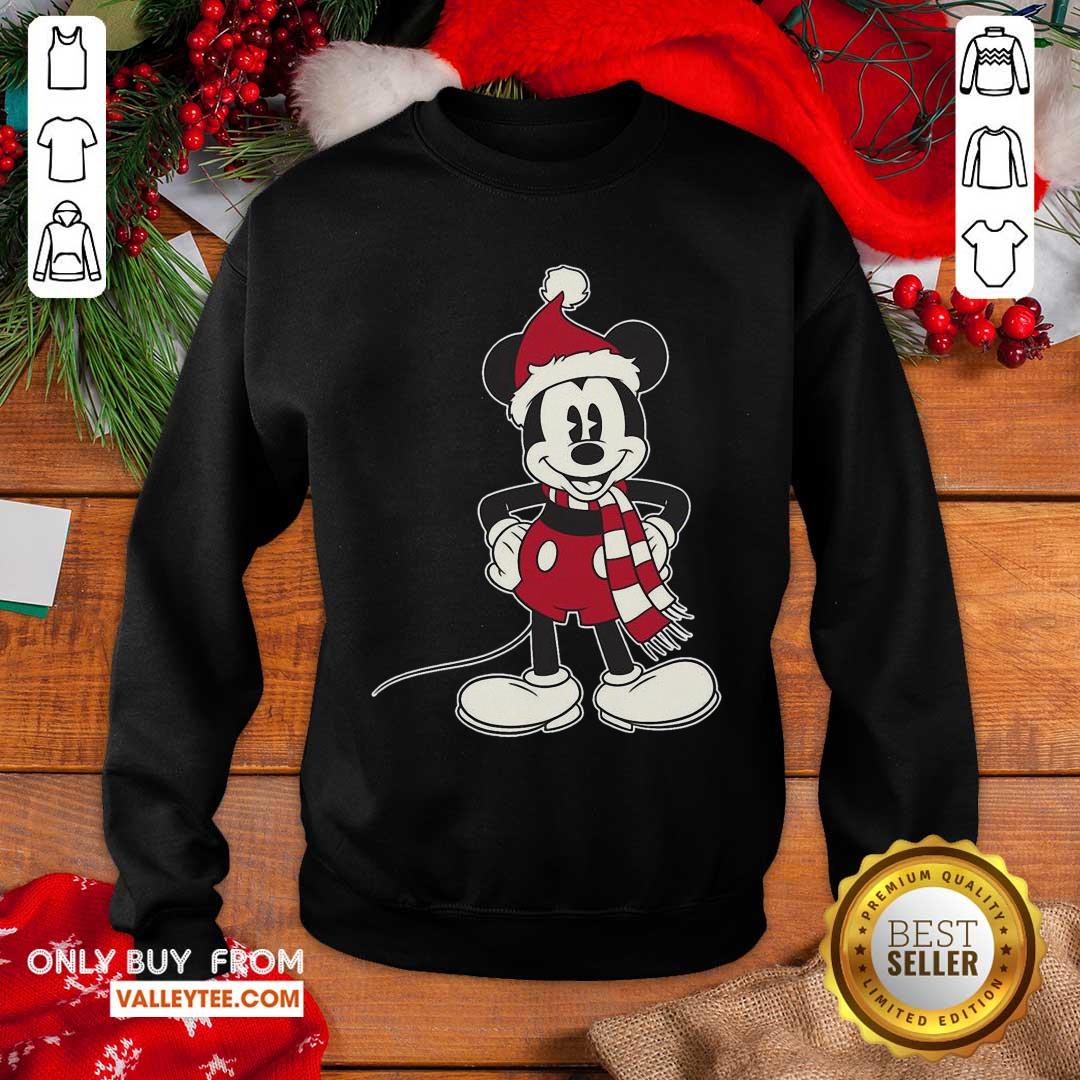 Cute Mickey Mouse Santa Hat Merry Christmas Shirt - Image 3