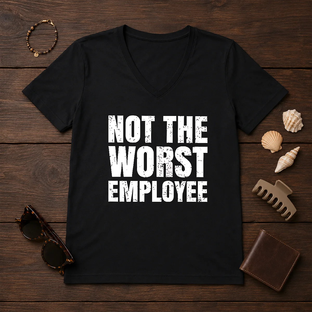 Good Distressed Not The Worst Employee Office Shirt - Image 2
