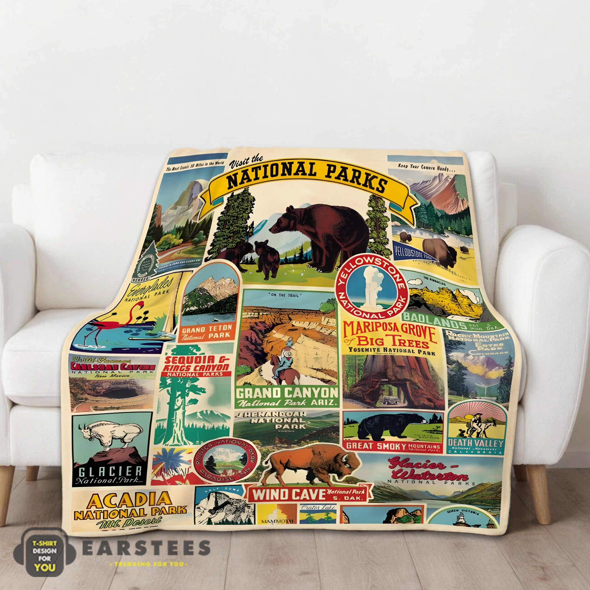 Good Cavallini Visit The National Parks Blanket Fleece Customized Blanket - Image 2