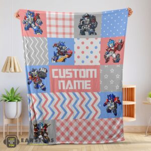 Good Chibi Optimus Prime Transformers Pattern Blanket Fleece Customized Blanket