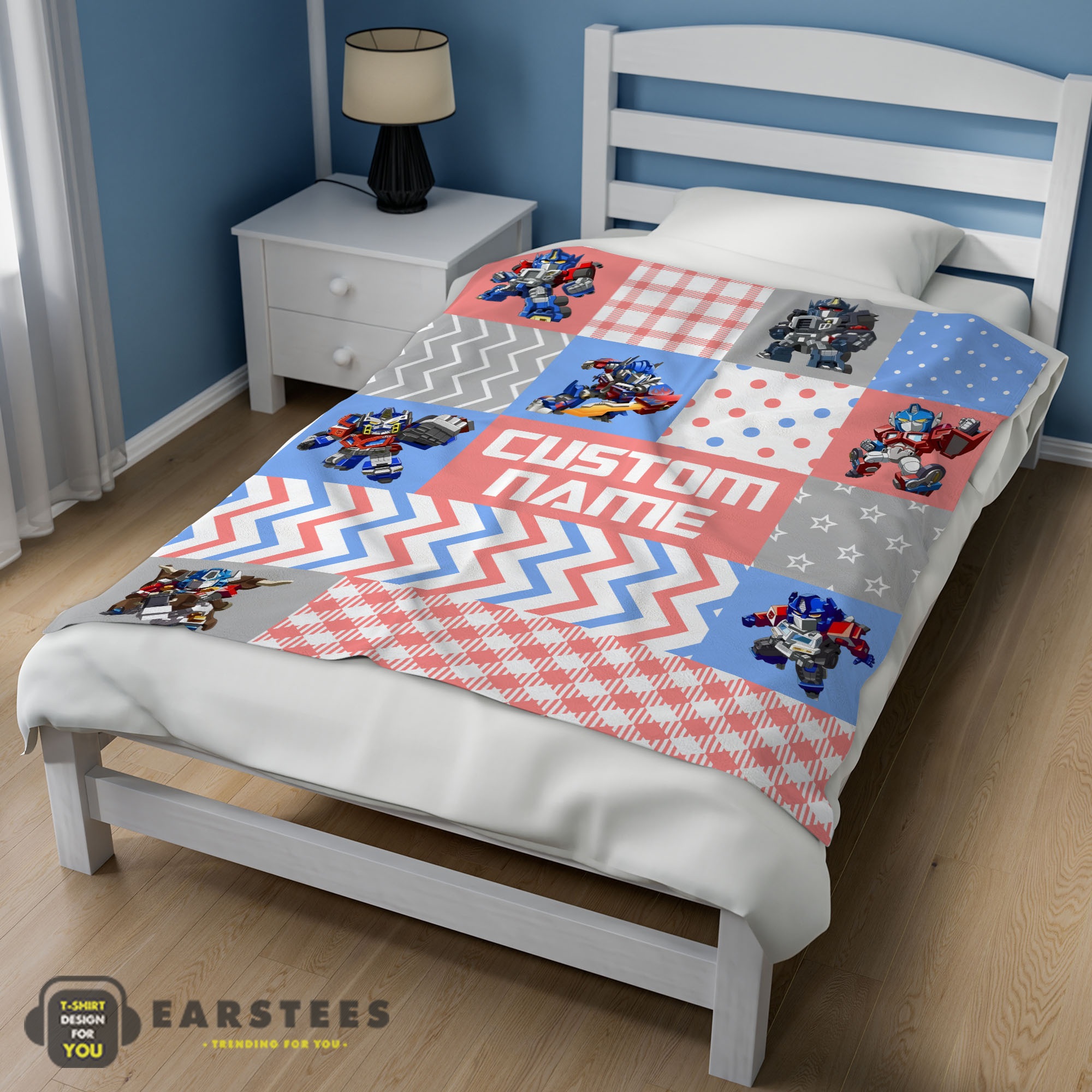 Good Chibi Optimus Prime Transformers Pattern Blanket Fleece Customized Blanket - Image 3