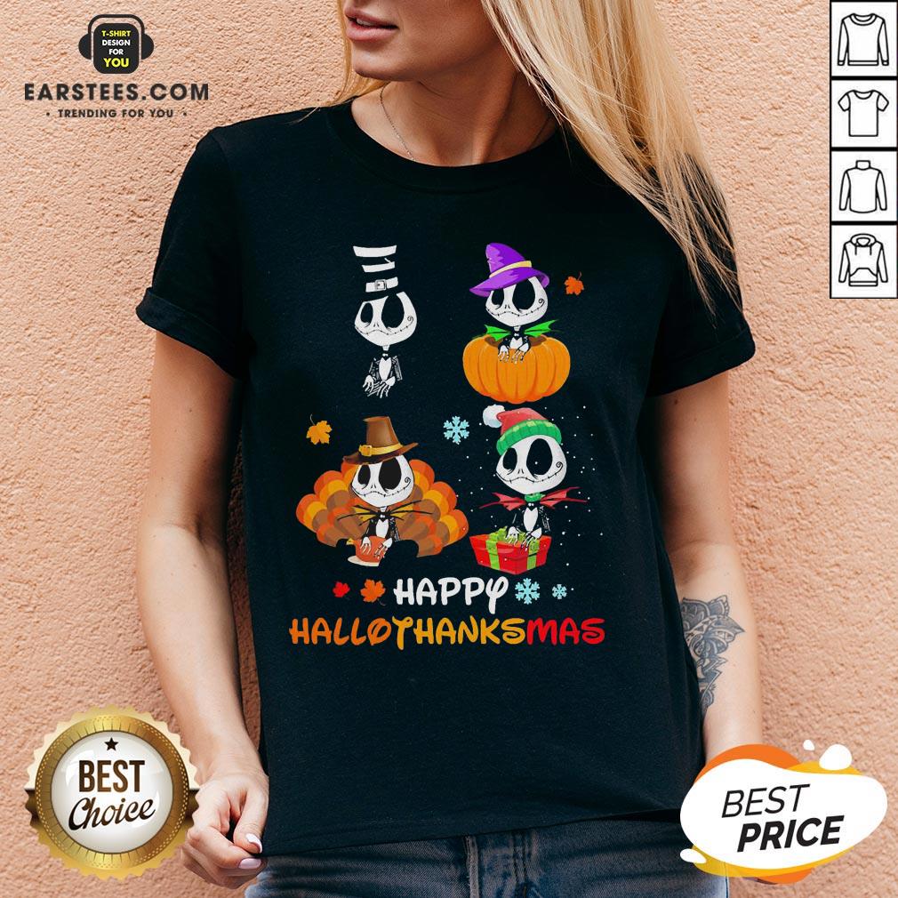 Good Jack Skellington Happy Hallothanksmas Shirt - Image 4
