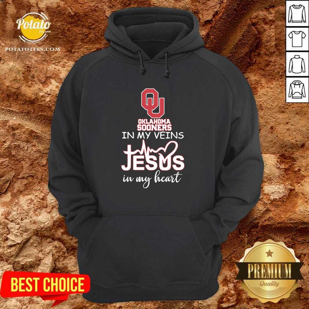 Original Oklahoma Sooners In My Veins Jesus In My Heart Shirt - Image 4