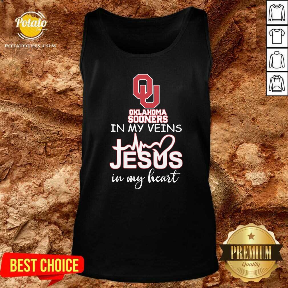 Original Oklahoma Sooners In My Veins Jesus In My Heart Shirt - Image 2