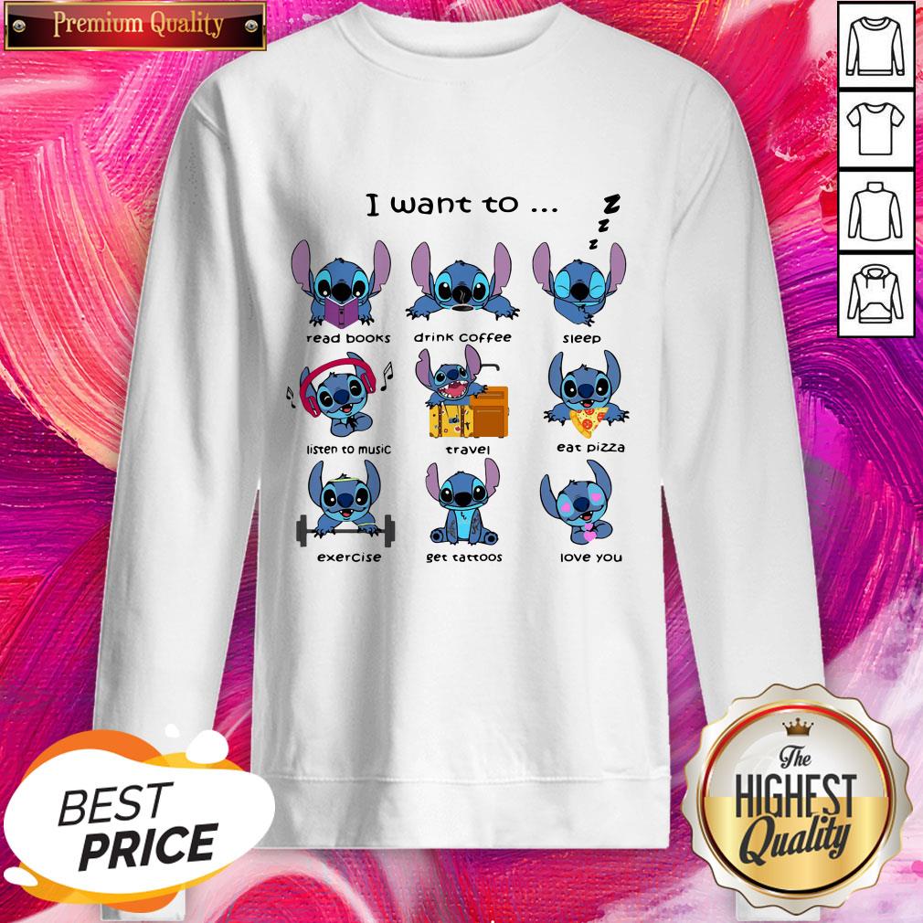 Top Stitch I Want To Read Books Drink Coffee Sleep Listen To Music Travel Shirt - Image 4
