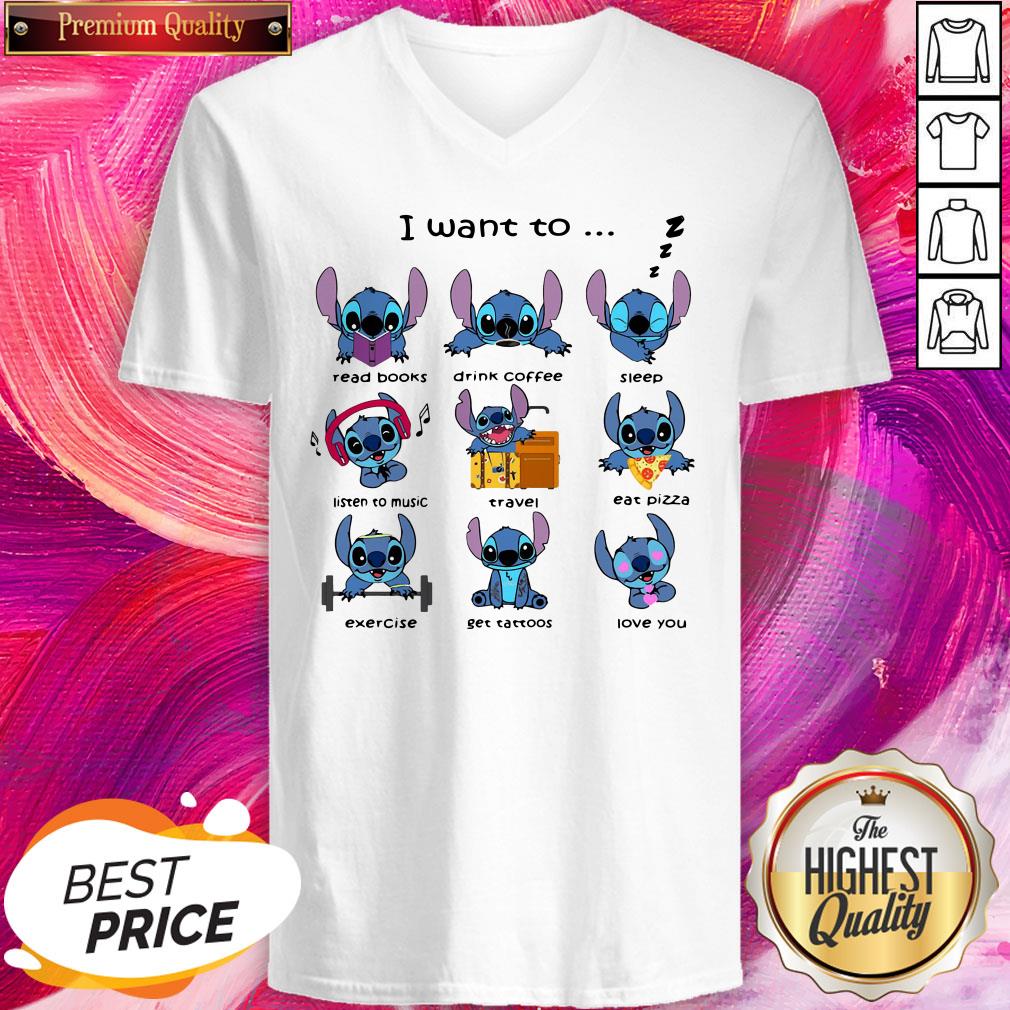 Top Stitch I Want To Read Books Drink Coffee Sleep Listen To Music Travel Shirt - Image 2