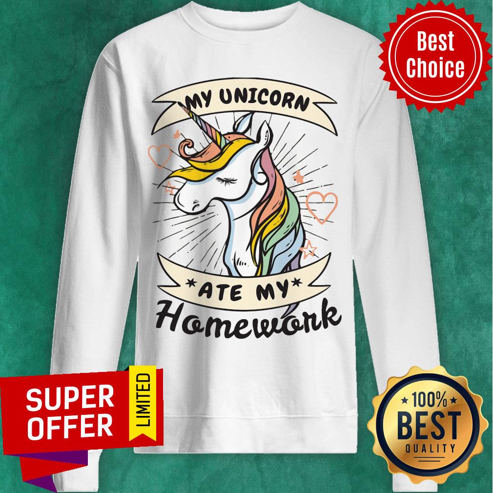 Funny My Unicorn Ate My Homework Shirt - Image 4