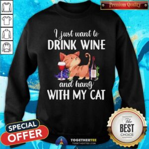 Alternative view of I Just Want To Drink Wine And Hang With My Cat Shirt