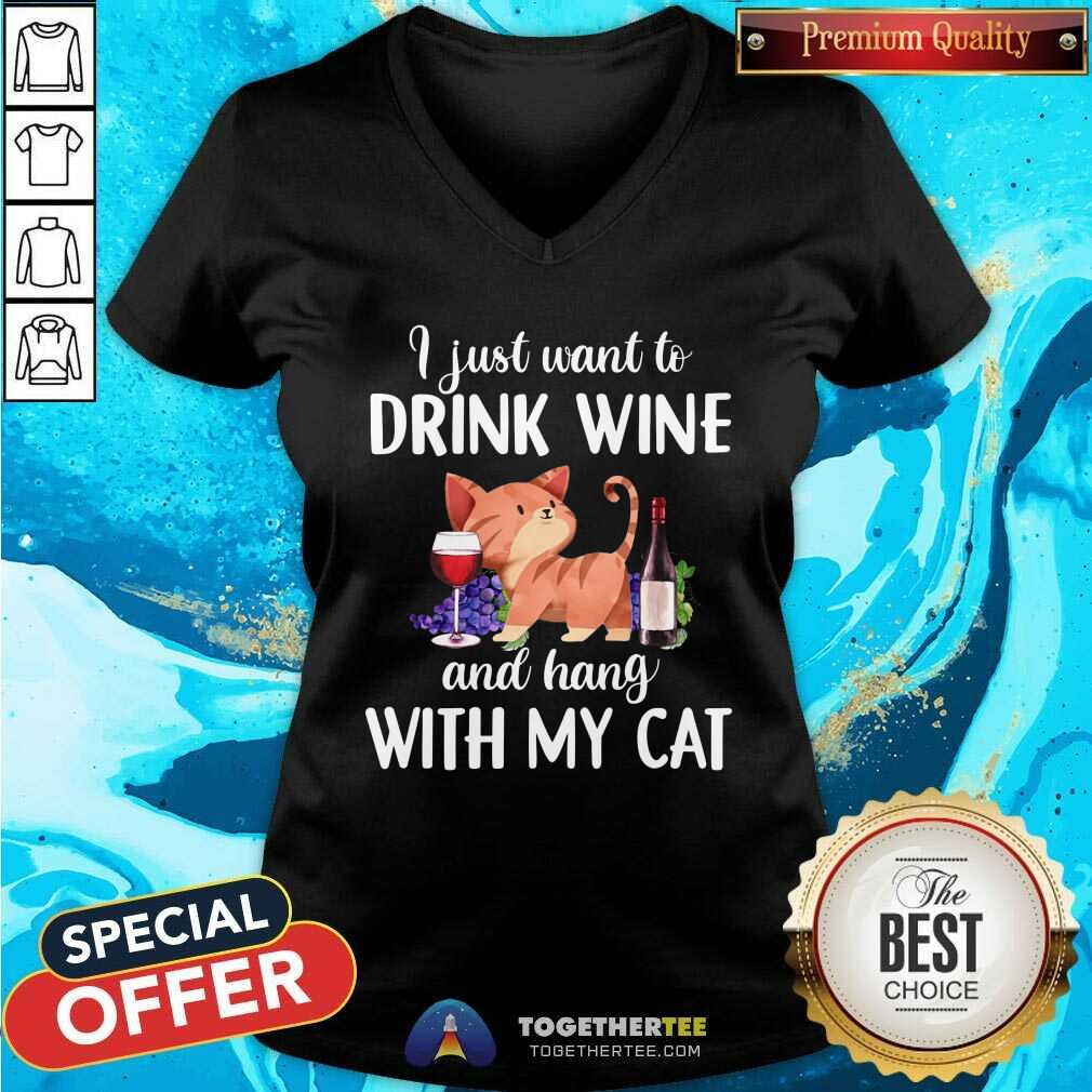 I Just Want To Drink Wine And Hang With My Cat Shirt - Image 3