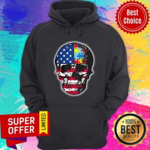 Alternative view of Skull America Flag Puzzle Shirt