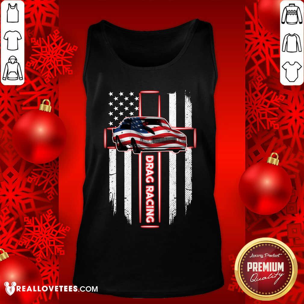 Drag Car Drag Racing Cross American Flag Shirt - Image 4