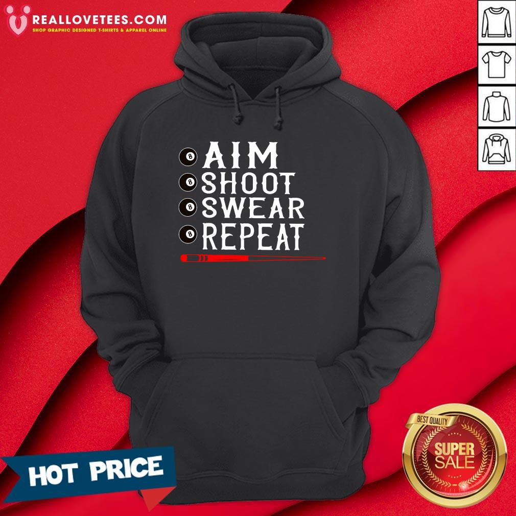 Happy Aim Shoot Swear Repeat Billiards Christmas Gift Shirt - Image 4