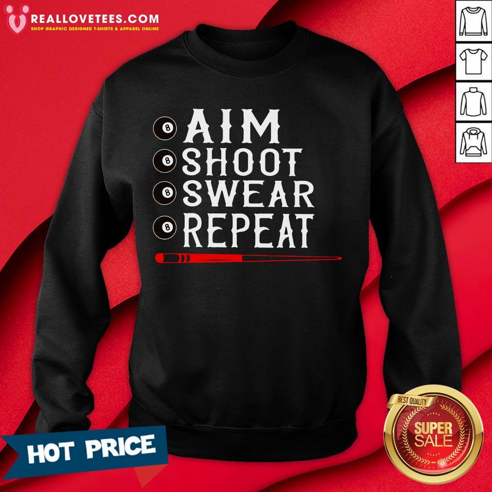 Happy Aim Shoot Swear Repeat Billiards Christmas Gift Shirt - Image 3
