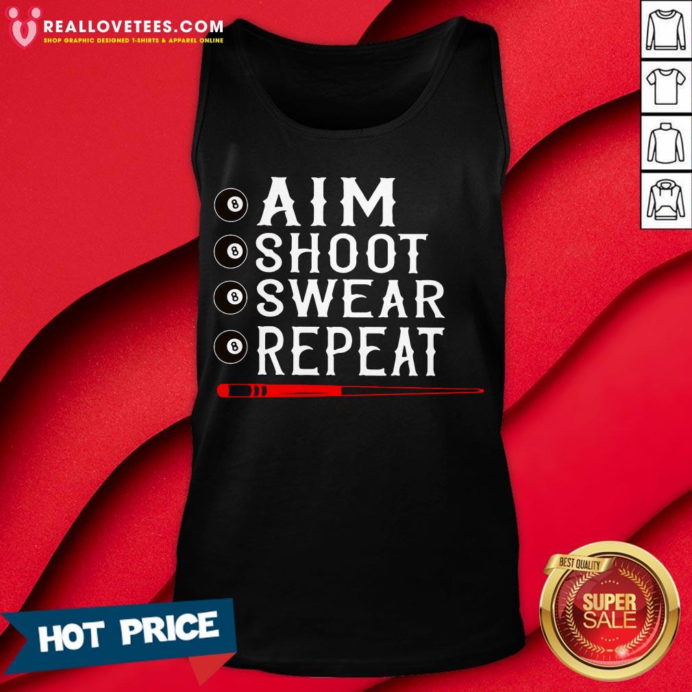 Happy Aim Shoot Swear Repeat Billiards Christmas Gift Shirt - Image 2