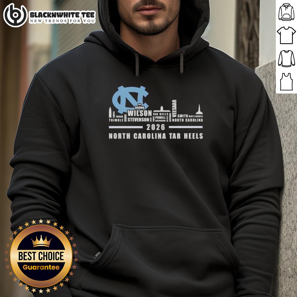 Pretty 2026 North Carolina Tar Heels All Names City Skyline T-Shirt - Image 2