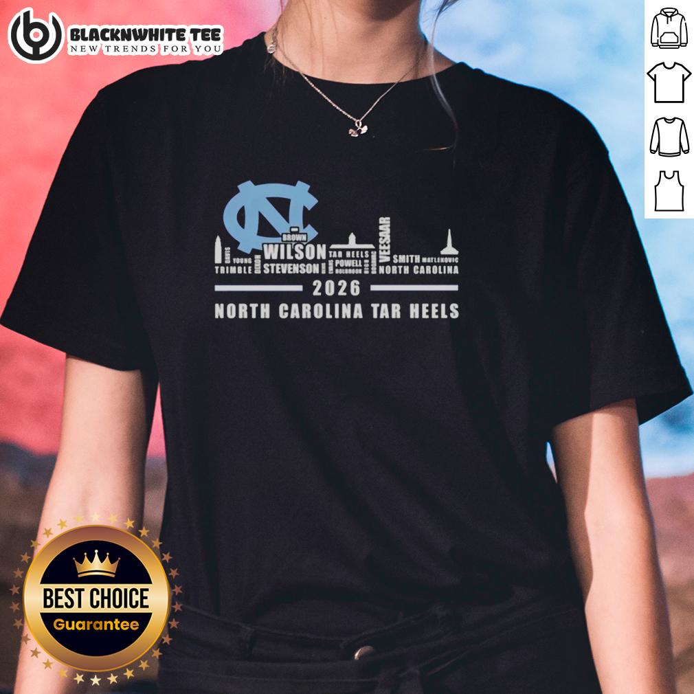 Pretty 2026 North Carolina Tar Heels All Names City Skyline T-Shirt - Image 3