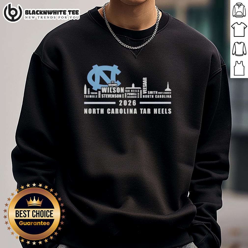 Pretty 2026 North Carolina Tar Heels All Names City Skyline T-Shirt - Image 5