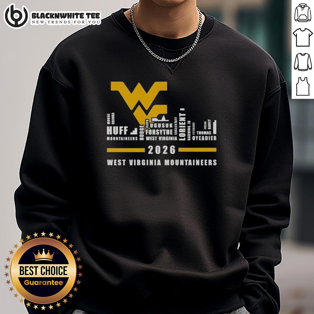 Pretty 2026 West Virginia Mountaineers All Names City Skyline T-Shirt - Image 5