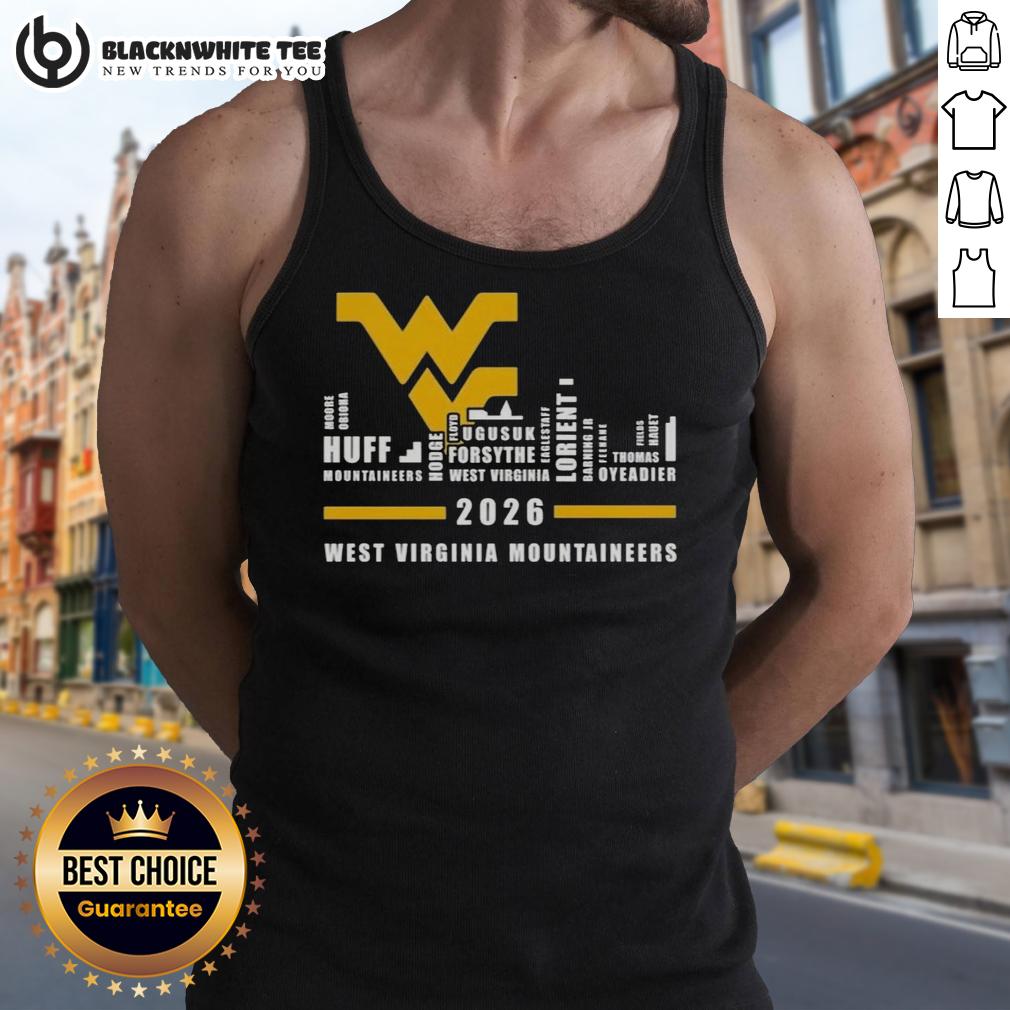 Pretty 2026 West Virginia Mountaineers All Names City Skyline T-Shirt - Image 4