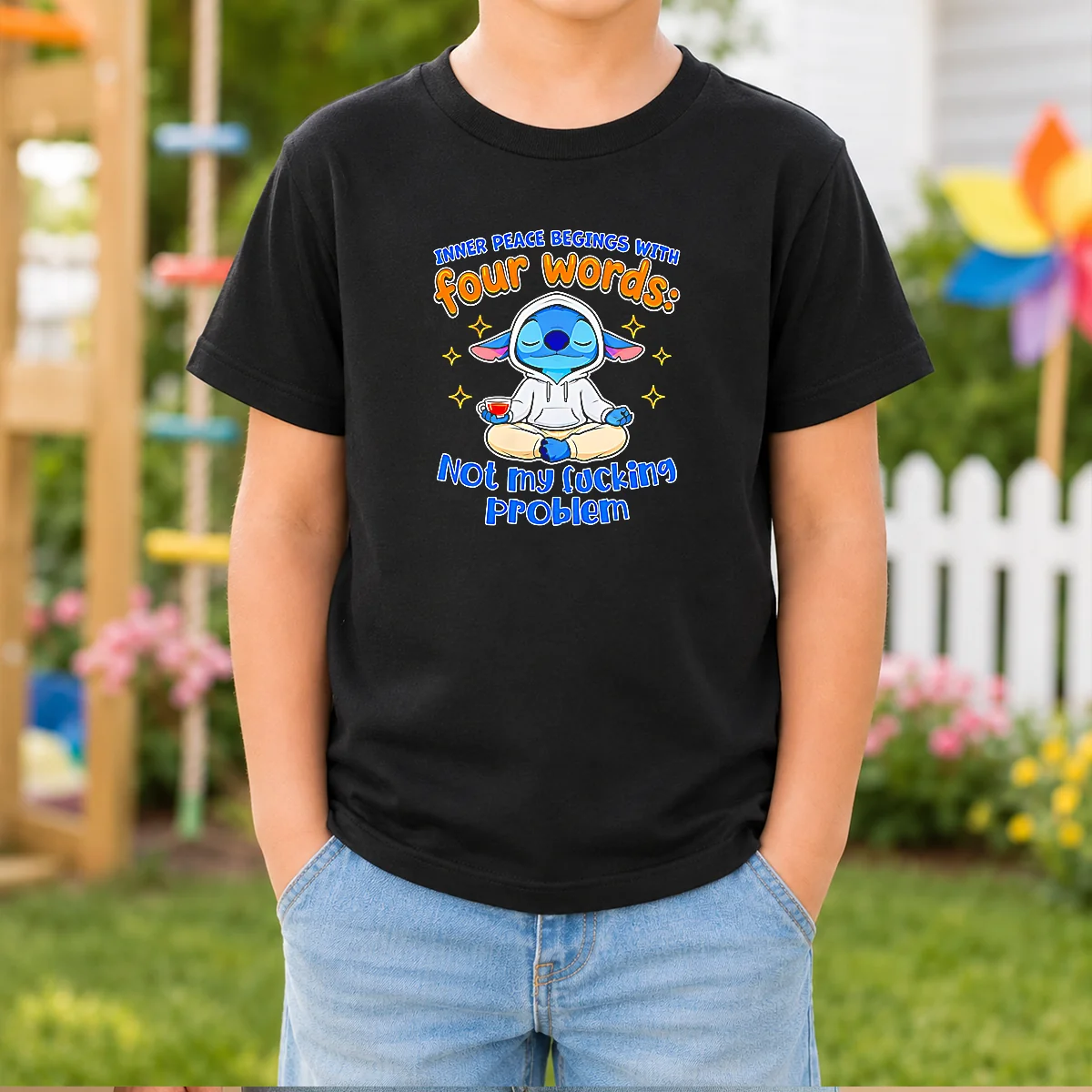 Funny Stitch Inner Peace Begins With Four Words Not My Fucking Problem Shirt - Image 5