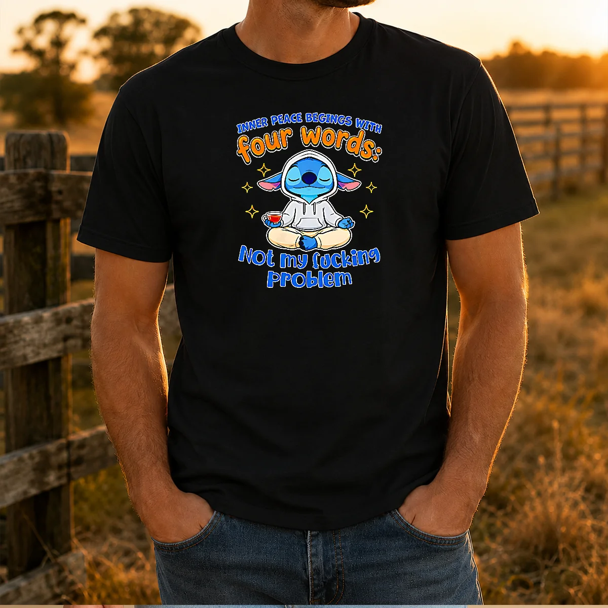 Funny Stitch Inner Peace Begins With Four Words Not My Fucking Problem Shirt