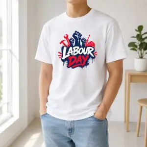 Original Labour Day Raised Fists Tools Paint Splatter Protest Shirt