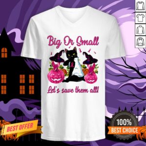 Alternative view of Black Cat Tattoo Breast Cancer Awareness Witch Big Or Small Lets Save Them All Halloween Shirt