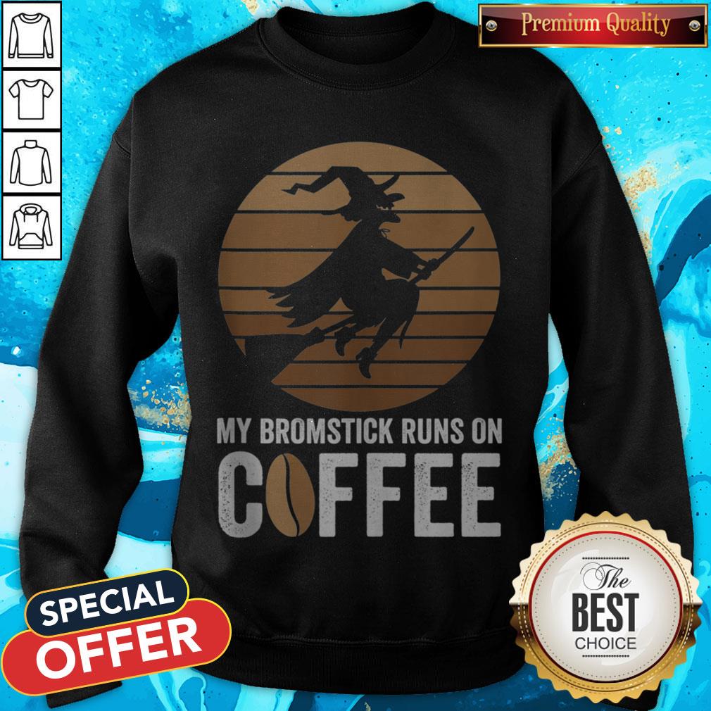 My Broomstick Runs On Coffee Halloween Witch Shirt - Image 4