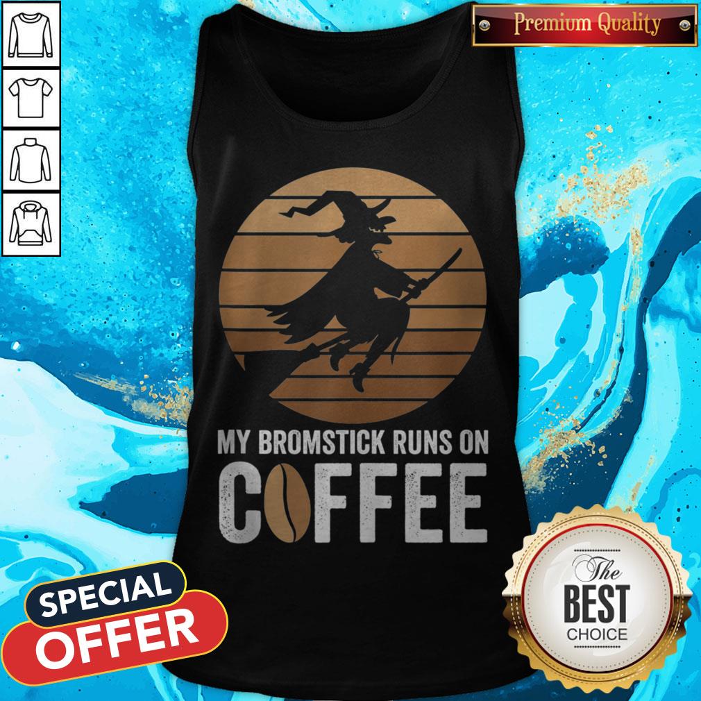 My Broomstick Runs On Coffee Halloween Witch Shirt - Image 3