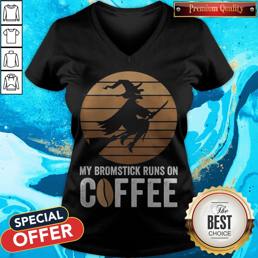My Broomstick Runs On Coffee Halloween Witch Shirt - Image 2