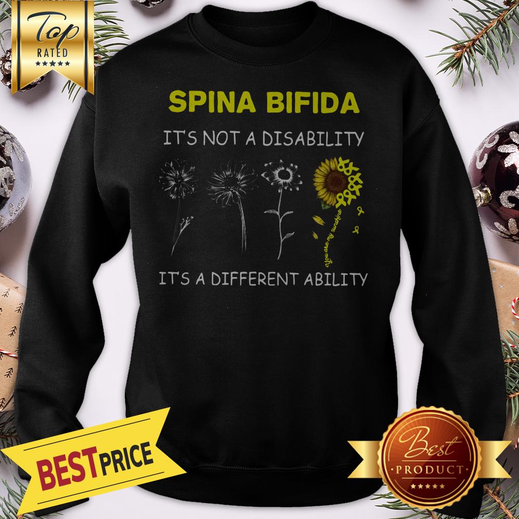 Sunflower Spina Bifida It's Not A Disability It's A Different Ability Shirt - Image 4