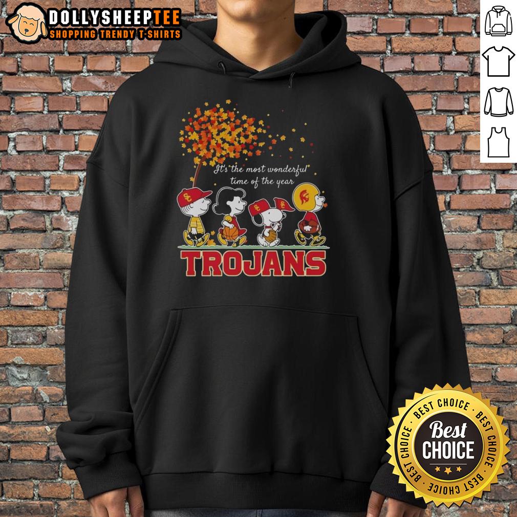 Nice Snoopy And Friends Trojans It's The Most Wonderful Time Of The Year Autumn T-Shirt - Image 2