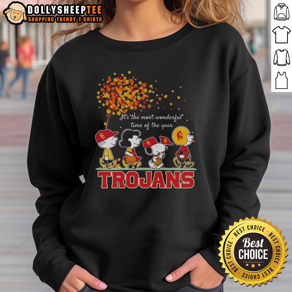 Nice Snoopy And Friends Trojans It's The Most Wonderful Time Of The Year Autumn T-Shirt - Image 5