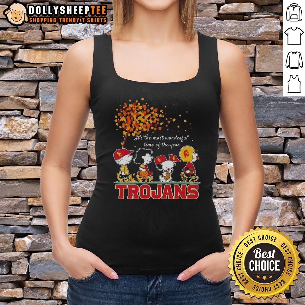 Nice Snoopy And Friends Trojans It's The Most Wonderful Time Of The Year Autumn T-Shirt - Image 4