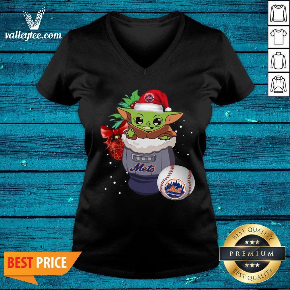 Cool New York Mets Christmas Baby Yoda Star Wars Funny Happy MLB Shirt - Image 5