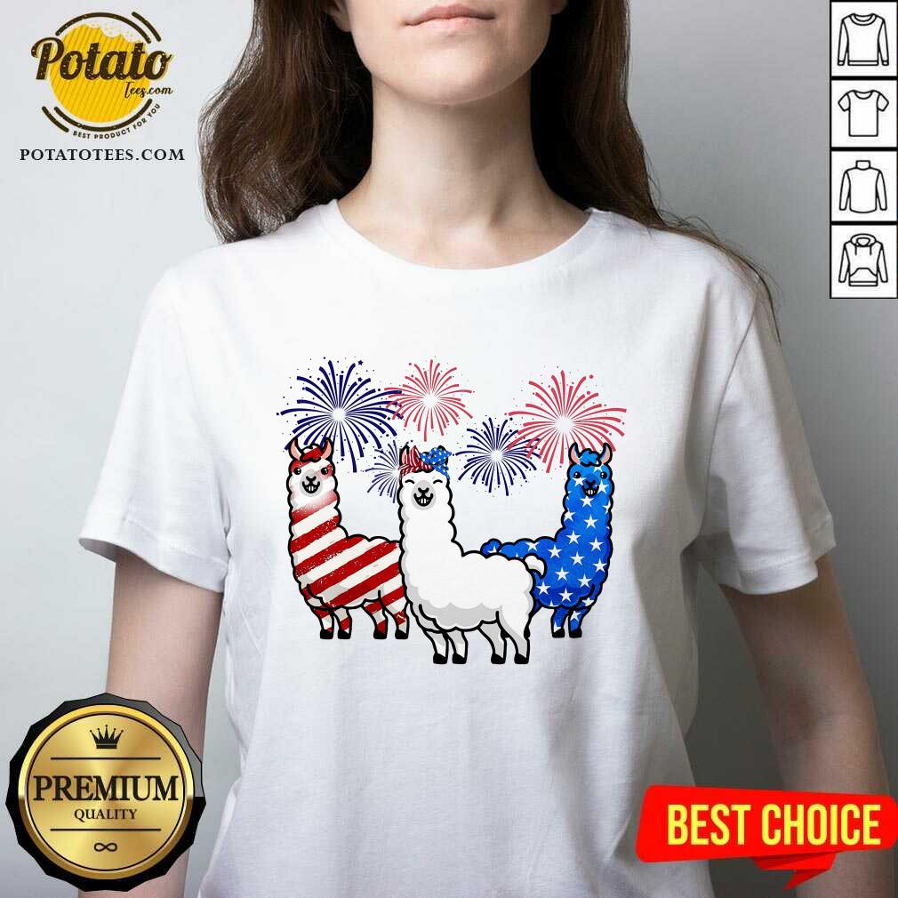 American Flag Colors Llama Lovers 4th Of July Shirt - Image 2