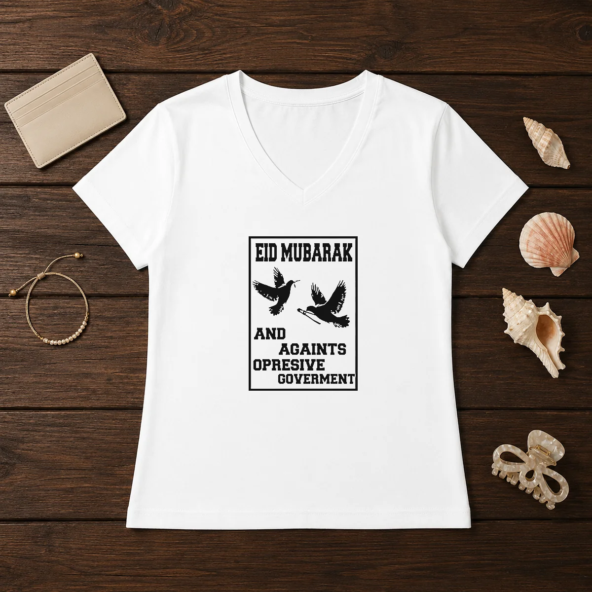 Pretty Eid Mubarak And Against Oppressive Government Shirt - Image 2