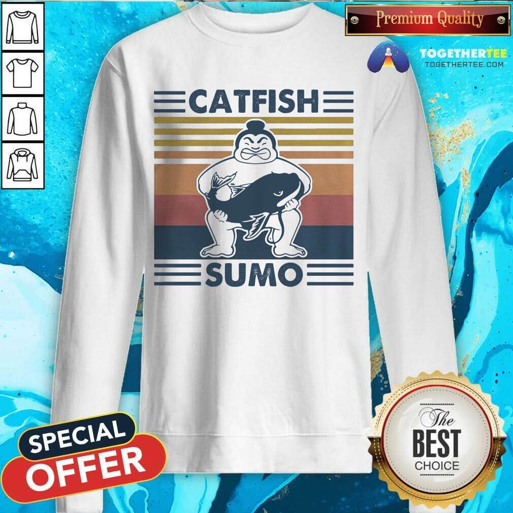 Funny Catfish Sumo Vintage Shirt - Image 4