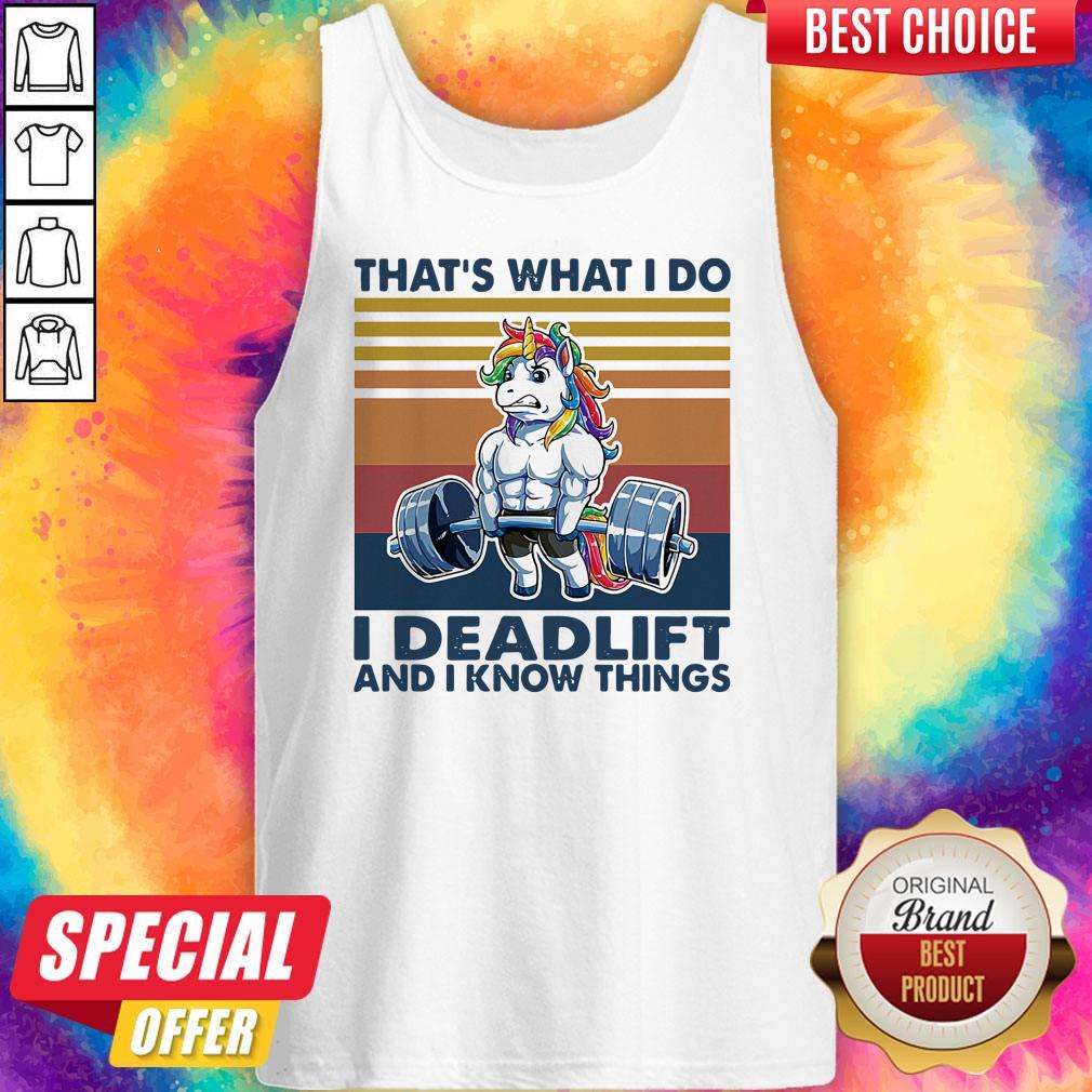 Premium Unicorn Weight Lifting That's What I Do I Deadlift And I Know Things Vintage Retro Shirt - Image 4