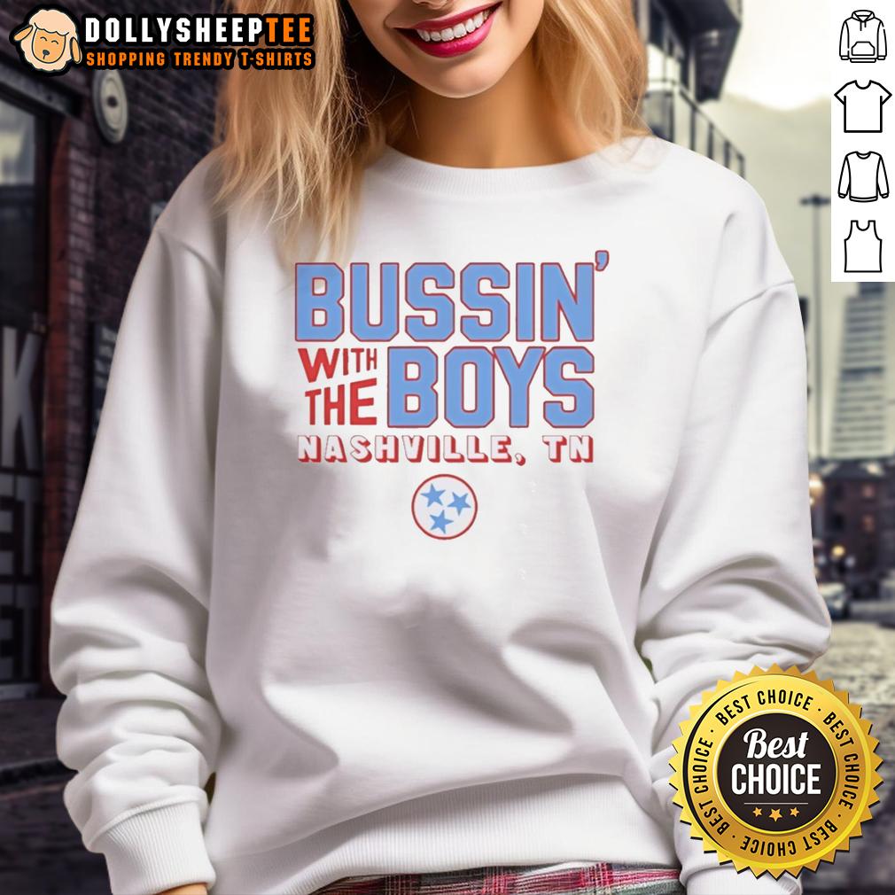 Awesome Bussin' With The Boys Nashville Tn Three Blue Stars T-Shirt - Image 5