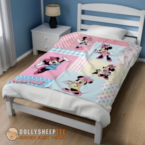 Alternative view of Perfect Disney Minnie Mouse Patchwork Pattern Blanket Fleece Customized Blanket