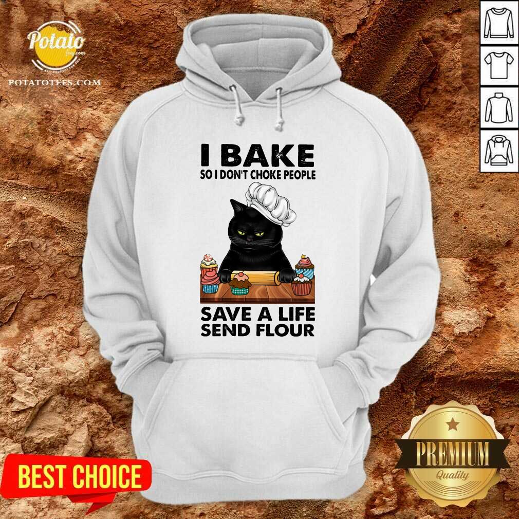 Black Cat I Bake Save A Life Send Flour Shirt - Image 2