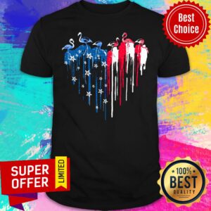 Flamingo Freedom Colors Heart USA Flag Shirt