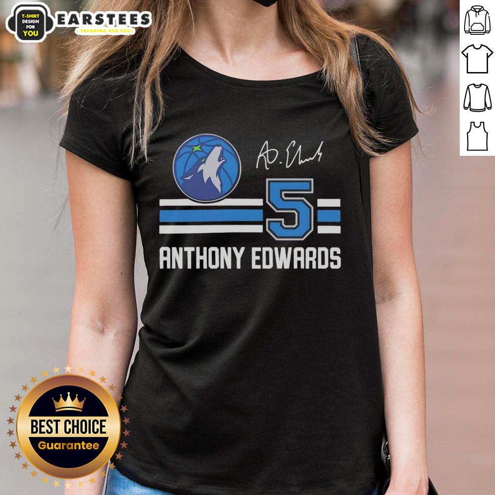 Nice Anthony Edwards Minnesota Timberwolves Signature Name And Number T-Shirt - Image 3