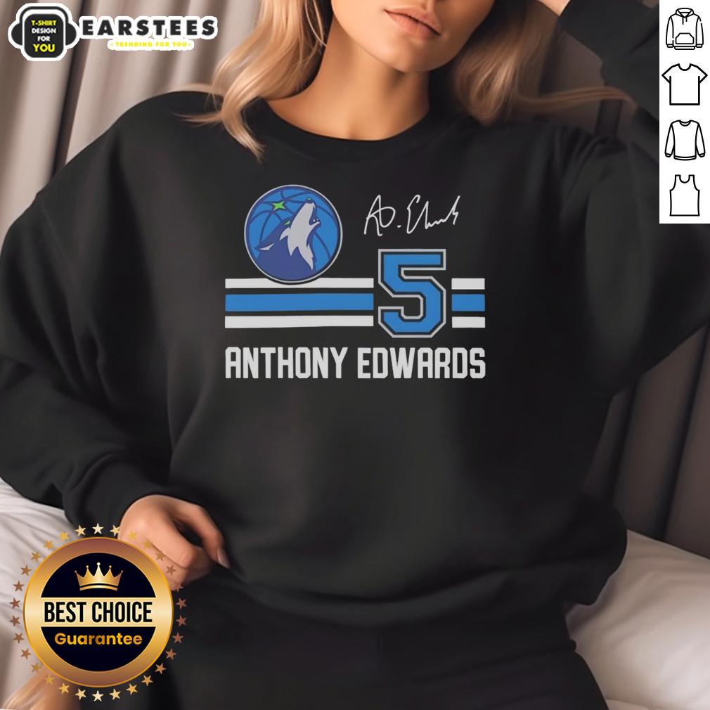 Nice Anthony Edwards Minnesota Timberwolves Signature Name And Number T-Shirt - Image 5