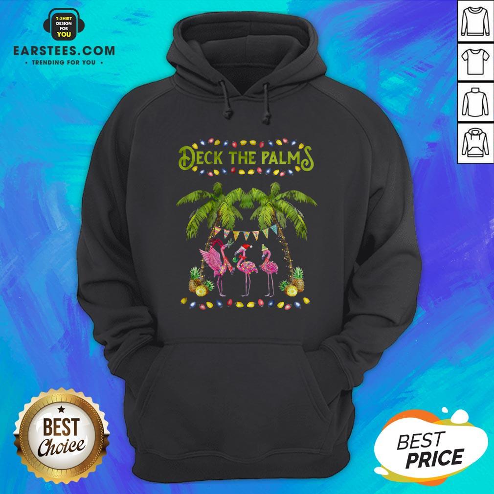 Good Deck The Palms Merry Flamingo Christmas Shirt - Image 2
